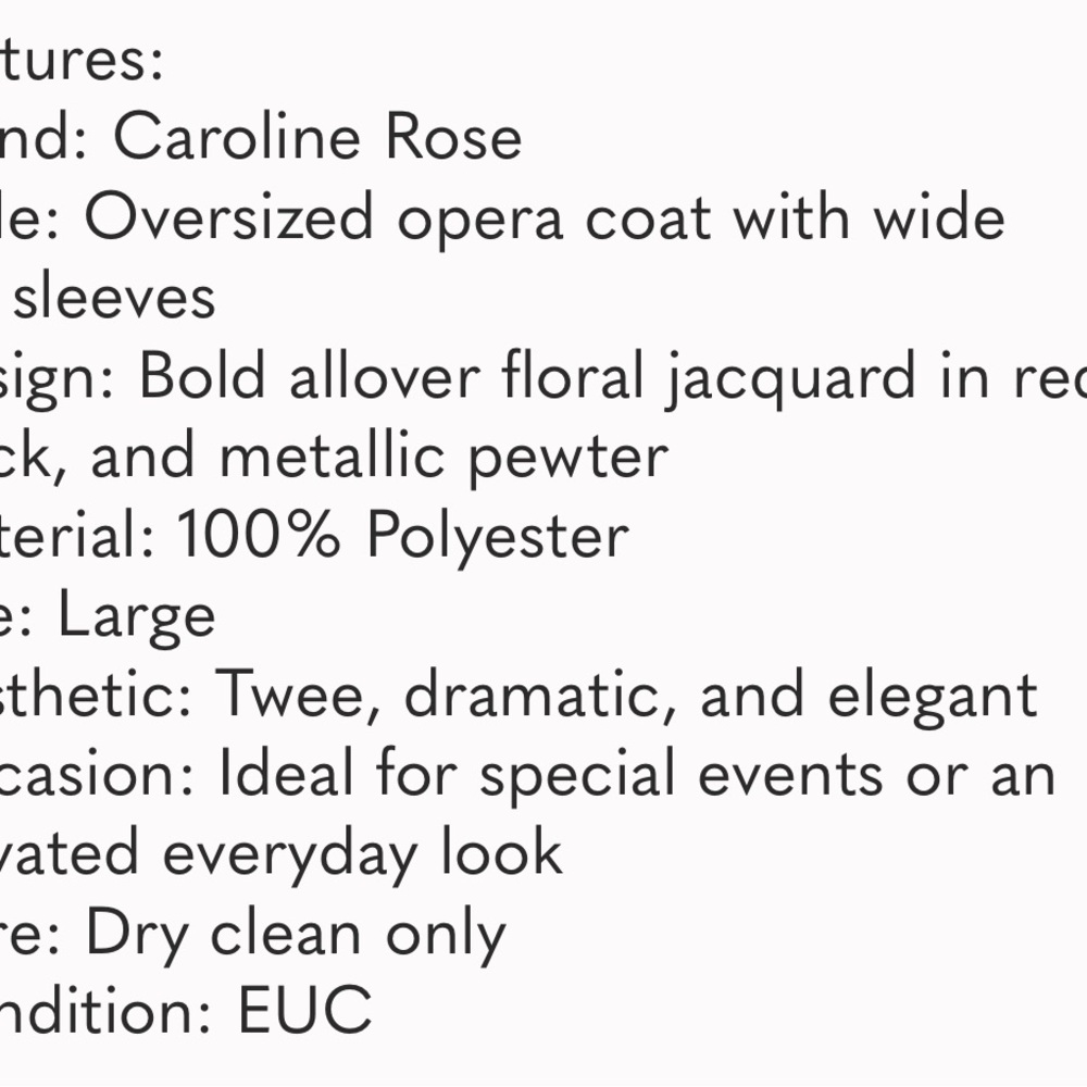 CAROLINE ROSE RED BLACK & METALLIC PEWTER LARGE BOLD FLORAL OVERSIZED JACKET L - Picture 7 of 8
